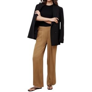 Banana Republic 100% Tencel pleated wide leg camel tan trousers pants 6
